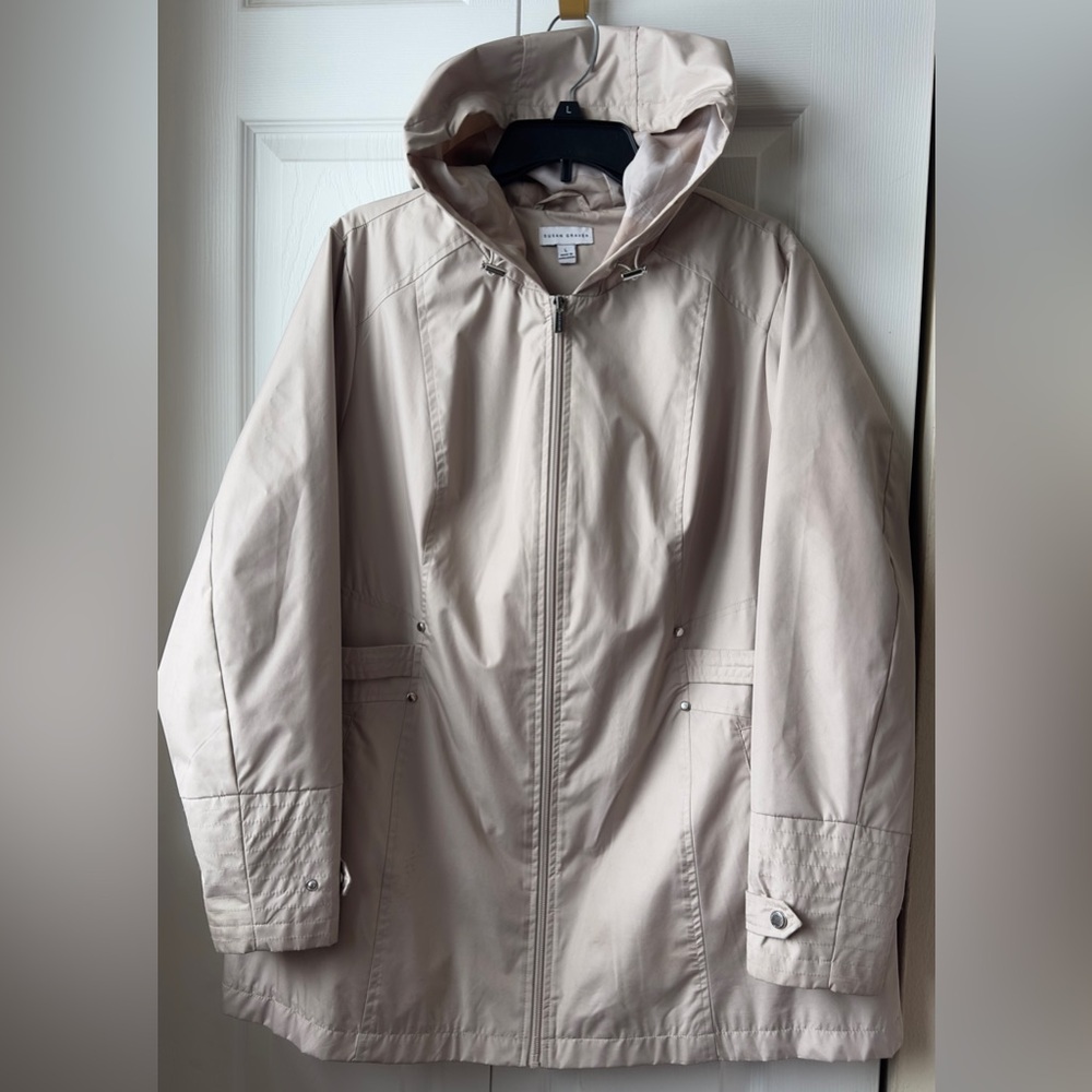 Susan Graver-Water Resistant Zip-Front Jacket w Printed Lining - Size - L